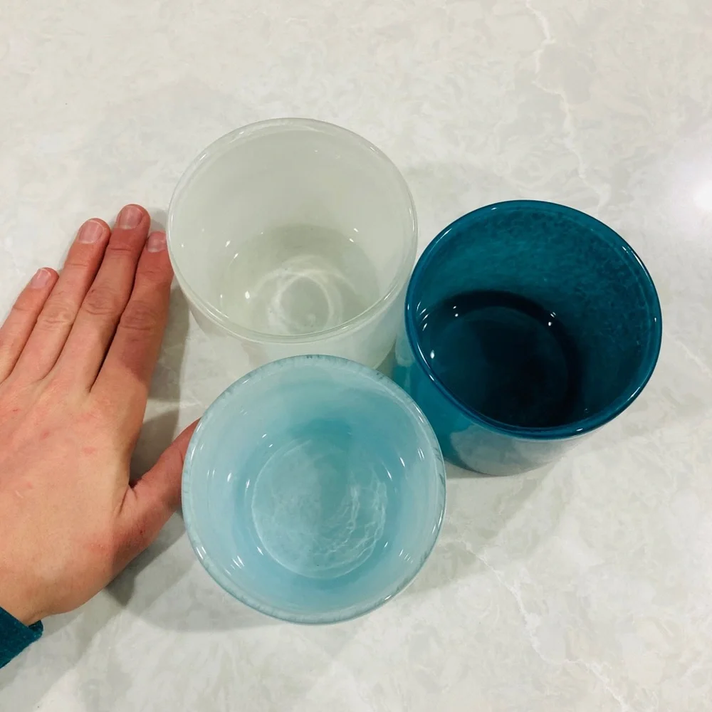 west elm glass tealight holders - 3 total